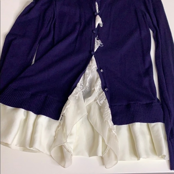 Plastic Island Private School Lace Detail peek a boo navy blue Cardigan - Picture 6 of 8